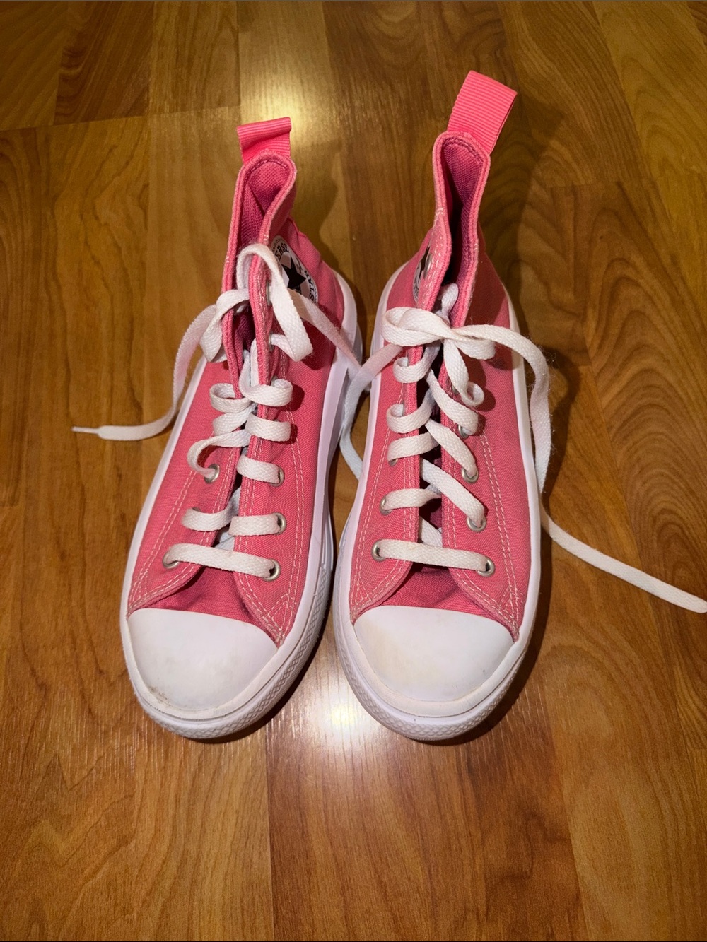 Converse Kids Pink High-Top Canvas Sneakers with White Laces